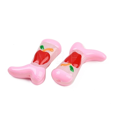 Boot Baking Paint Glass Enamel  Beads LAMP-C020-02B-1
