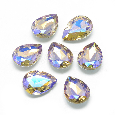 Pointed Back Glass Rhinestone Cabochons RGLA-T017-10x14mm-09-1