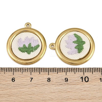 304 Stainless Steel & Embroidered Pendants SA-CBA1ED9-01G-1