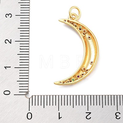 Moon Theme Rack Plating Brass Micro Pave Cubic Zirconia Pendants KK-Z071-52G-02-1