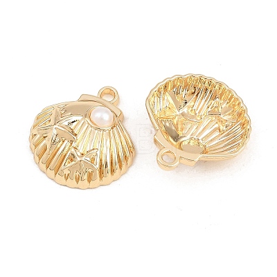 Rack Plating Alloy and ABS Imitation Pearl Pendants PALLOY-T096-03G-1