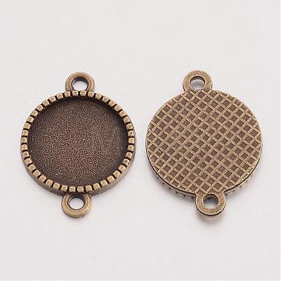 Tibetan Style Alloy Flat Round Cabochon Connector Settings TIBE-Q038-001C-AB-NR-1