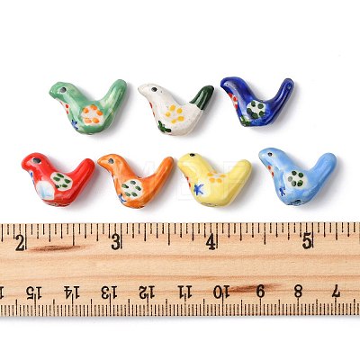 8Pcs 7 Colors Handmade Printed Porcelain Beads PORC-FS0001-39-1