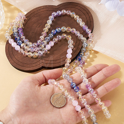 3 Colors 3 Strands Electroplate Glass Beads Strands EGLA-TA0013-51B-1