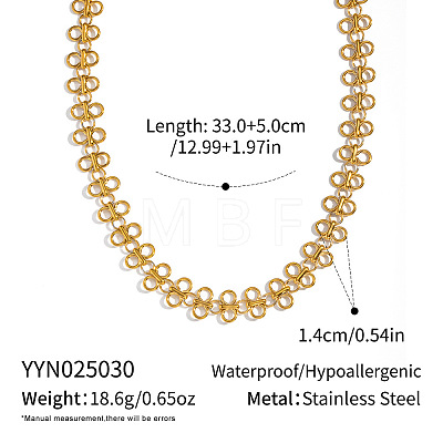 European Style 304 Stainless Steel Four-Leaf Clover Link Chain Necklaces for Women IC5351-1-1