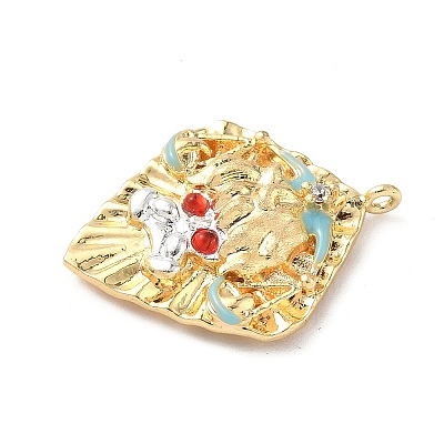 Brass Micro Pave Cubic Zirconia Enamel Pendants KK-L250-08G-08-1