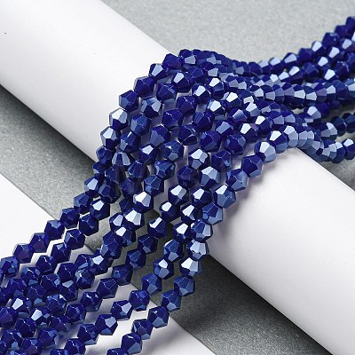 Opaque Solid Color Electroplate Glass Beads Strands GLAA-F029-P4mm-C10-1