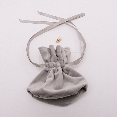 Velvet Jewelry Bags with Drawstring & Plastic Imitation Pearl TP-CJC0001-03F-1