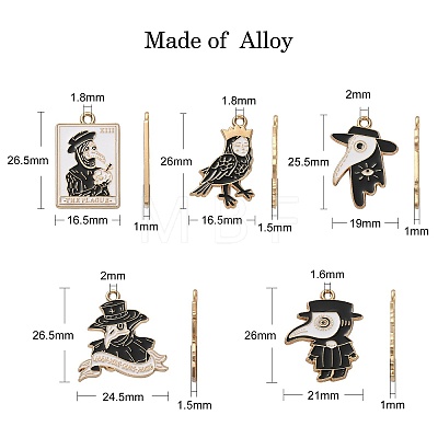25Pcs 5 Styles Gothic Alloy Pendant ENAM-CJ0004-96-1