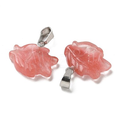 Cherry Quartz Glass Pendants G-B127-16P-05-1