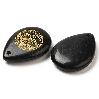 Natural Obsidian Drop Pendants G-C158-01G-1