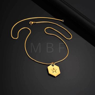 304 Stainless Steel Star Dog Tag Pendant Box Chain Necklaces for Men WGDBA2D-04-1
