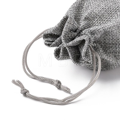Polyester Imitation Burlap Packing Pouches Drawstring Bags X-ABAG-R005-14x10-04-1