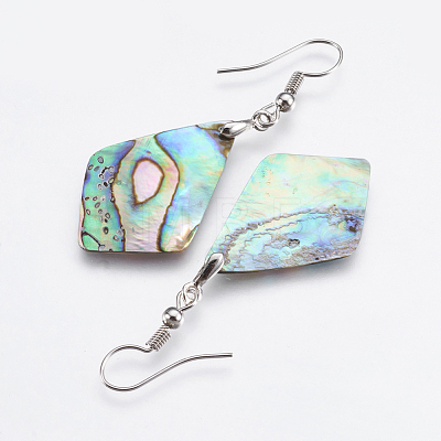 Abalone Shell/Paua Shell Dangle Earrings EJEW-F147-E08-1