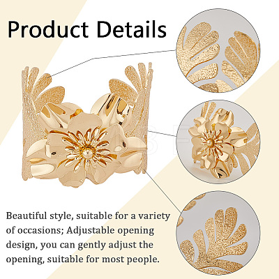 3 Styles Alloy Flower Cuff Bangles & Ring Sets for Women SJEW-CY0001-01-1