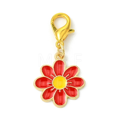 10Pcs 5 Styles Flower Alloy Enamel Pendant Decorations HJEW-JM02749-1