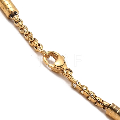 Vacuum Plating 304 Stainless Steel Column Beaded Link Chain Necklace NJEW-K254-04G-1