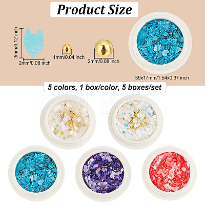 Olycraft 5 Boxes 5 Colors Nail Art Sakura Sequins Glitter & Metal Ball Nails DIY Decorations Set MRMJ-OC0003-40-1