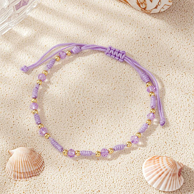Glass & Brass Beads Braided Bead Bracelets LS-ZQ2730-1