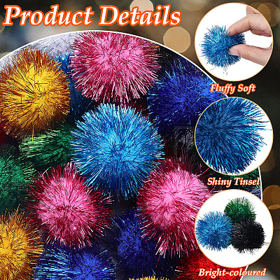 32Pcs 8 Colors Faux Fur Soft Sequins Pompom Ball DIY-SC0033-96-1