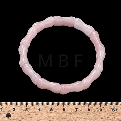 Bamboo Natural Rose Quartz Beads Stretch Bracelets for Women Men BJEW-K304-01M-1