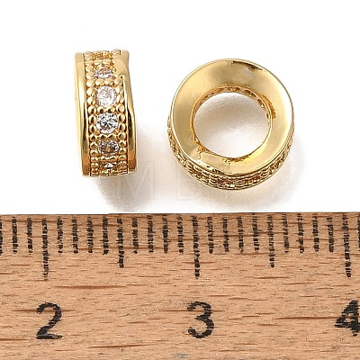 Brass Micro Pave Cubic Zirconia Eurpean Beads KK-K389-002G-1