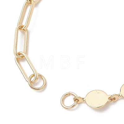 Brass Disc Link Chain and Paperclip Chain Bracelet Making AJEW-JB01568-1