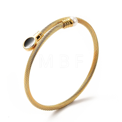 Ion Plating(IP) 304 Stainless Steel Twist Rope Cuff Bangle BJEW-P283-18E-1