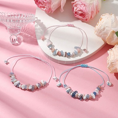 3Pcs Adjustable Natural Gemstone Braided Bracelet Sets for Women BJEW-JB10999-1