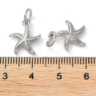 Rack Plating Brass Micro Pave Clear Cubic Zirconia Charms KK-D097-04P-1