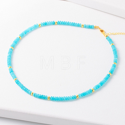 Simple Design Natural Amazonite Beaded Necklaces for Women JH7309-17-1