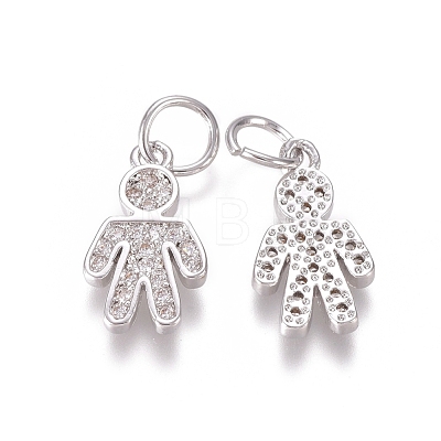 Brass Micro Pave Clear Cubic Zirconia Charms ZIRC-I036-05P-1