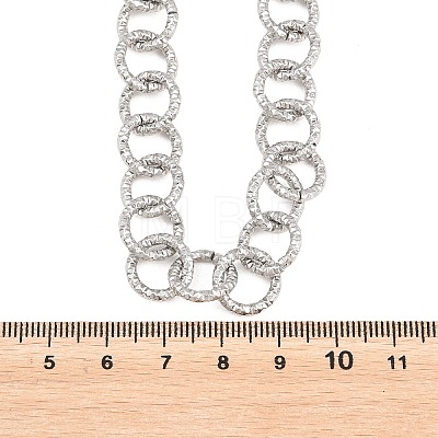 12MM 304 Stainless Steel Textured Ring Link Chain Necklaces for Women NJEW-Z115-11P-1