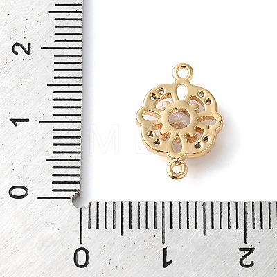 Brass Pave Clear Cubic Zirconia Connector Charms KK-G503-32G-1