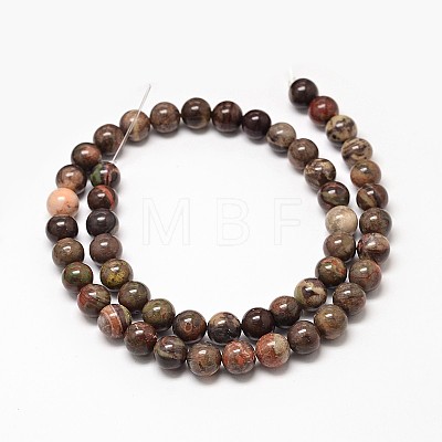 Natural Rainforest Agate Round Bead Strands G-P075-45-6mm-1