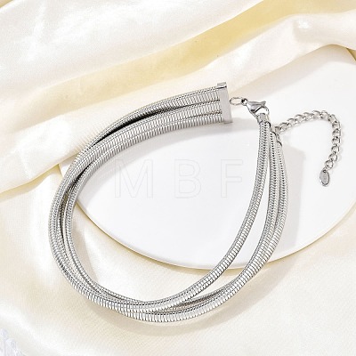 304 Stainless Steel 3-Strand Snake Chain Necklaces for Women NJEW-B122-02P-1