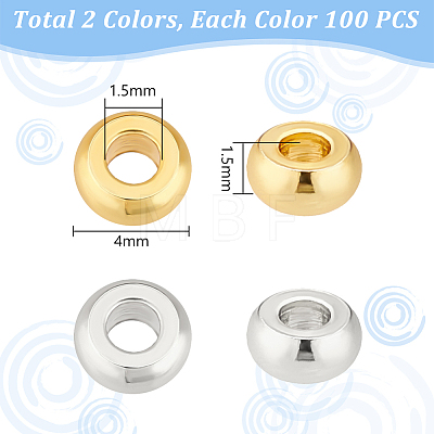   200Pcs 2 Colors Brass Spacer Beads KK-PH0006-56A-1