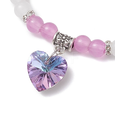 Baking Paint Imitation Jade Glass Round Beaded Charm Bracelets BJEW-JB11737-02-1