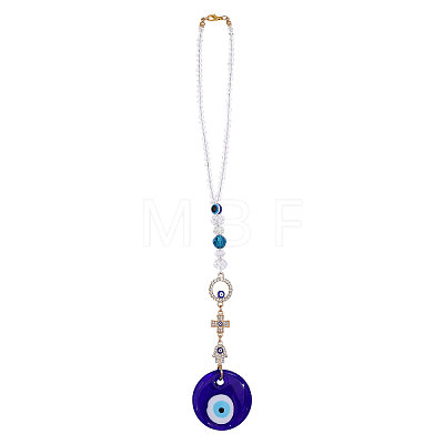 Glass Evil Eye & Alloy Rhinestone Car Pendant Decorations AJEW-GL0003-26-1