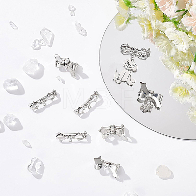 Bowknot Brass Brooches Findings KK-F0272-P-1