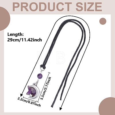Natural Amethyst Star & 304 Stainless Steel Moon Car Hanging Pendant Decorations HJEW-DR00328-1