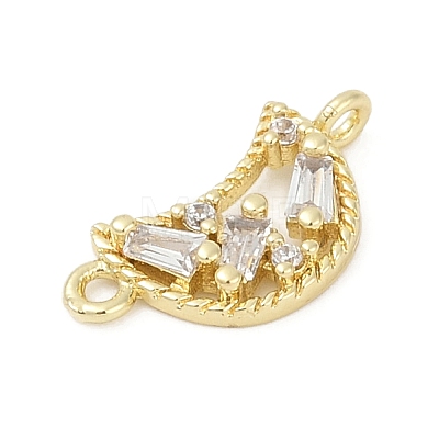 Brass Clear Cubic Zirconia Connector Charms KK-Z094-03G-01-1