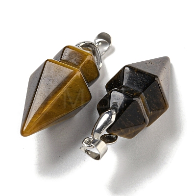 Natural Tiger Eye Pointed Pendants G-F766-08AS-07-1