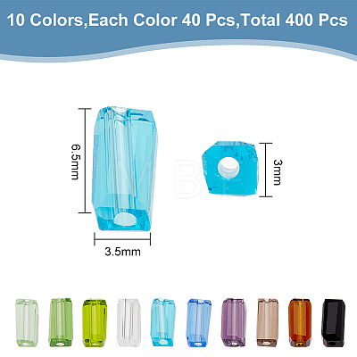 HOBBIESAY 400Pcs 10 Colors Transparent Glass Beads GLAA-HY0001-26-1