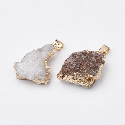 Natural Druzy Agate Pendants G-Q494-76F-1