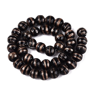 Handmade Gold Sand Lampwork Beads Strands LAMP-Q041-10A-1