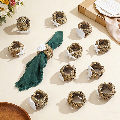 12Pcs 6 Styles Grass Napkin Rings AJEW-NB00025-1