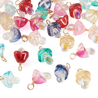 32Pcs 8 Style Glass Pendants PALLOY-TAC0300-1