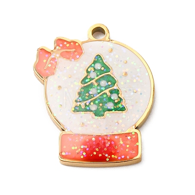 Christmas 304 Stainless Steel Enamel Pendants LS-STAS-B112-02G-01-1