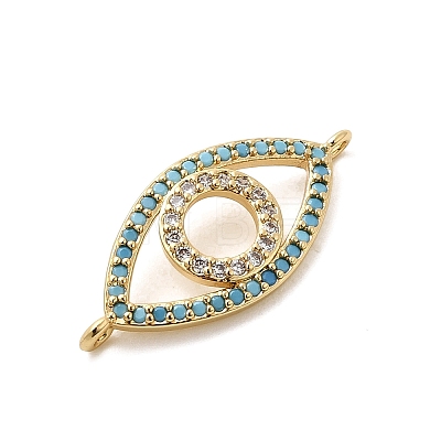 Brass Micro Pave Sky Blue and Clear Cubic Zirconia Connector Charms KK-H529-05B-G01-1